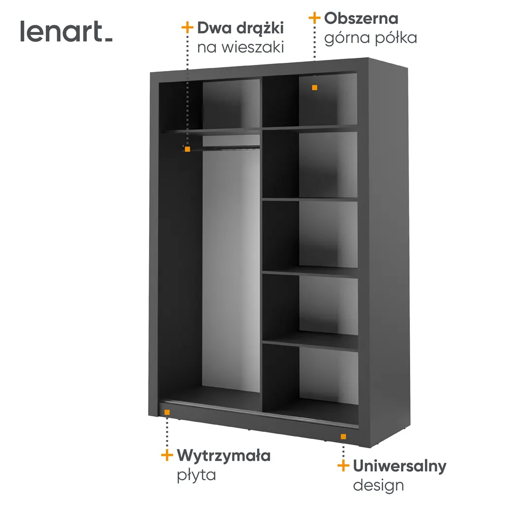Szafa 2-drzwiowa ARTI AR-04 150cm czarna - AR4C