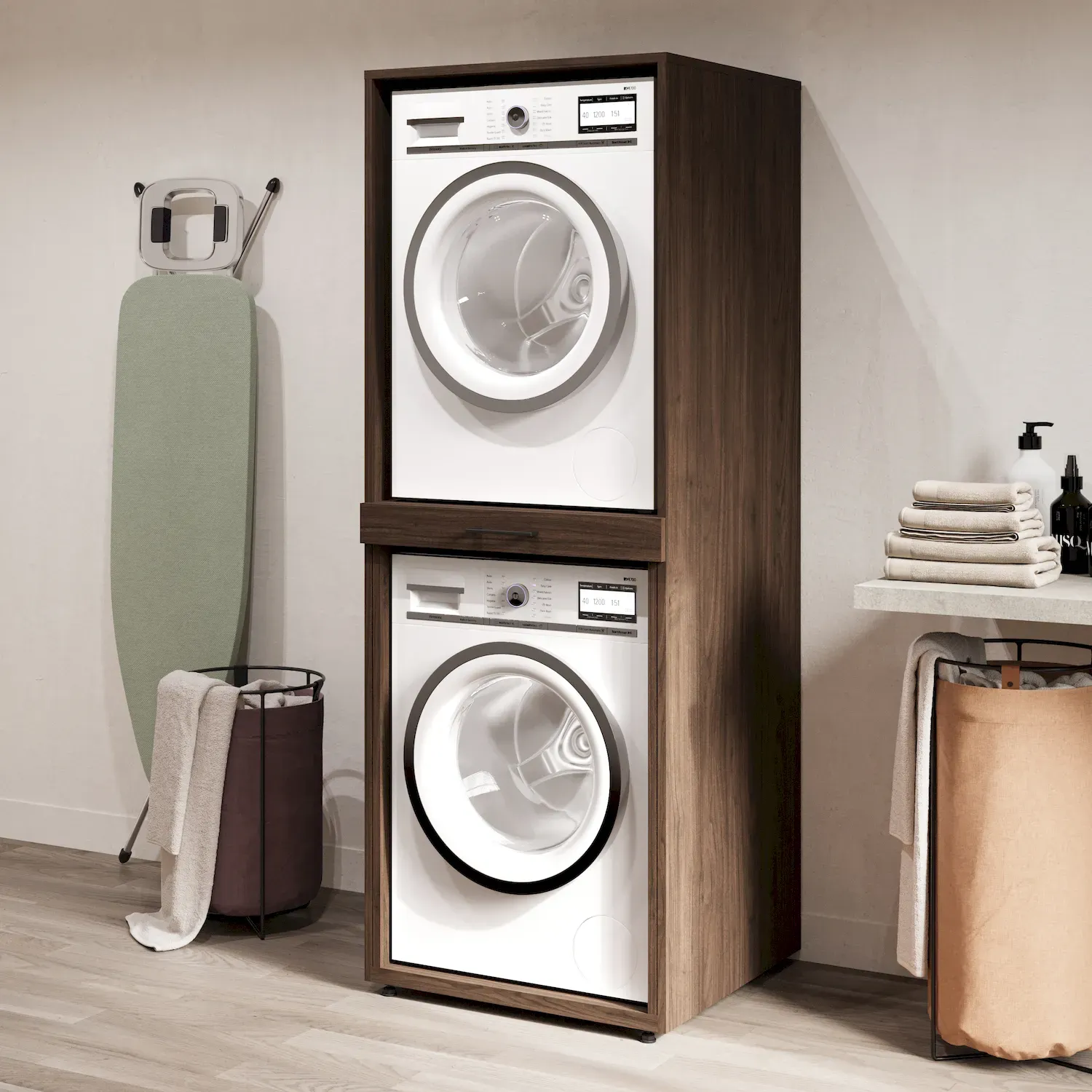 Zabudowa na pralkę i suszarkę AZA wysuwana półka orzech - 30OVME61