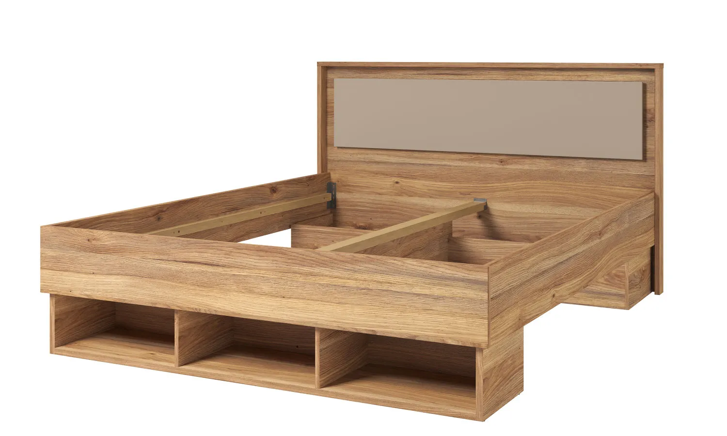 Łóżko z półkami IMPRESSIO 160x200 dąb mauvella congo - 24MCNJ31