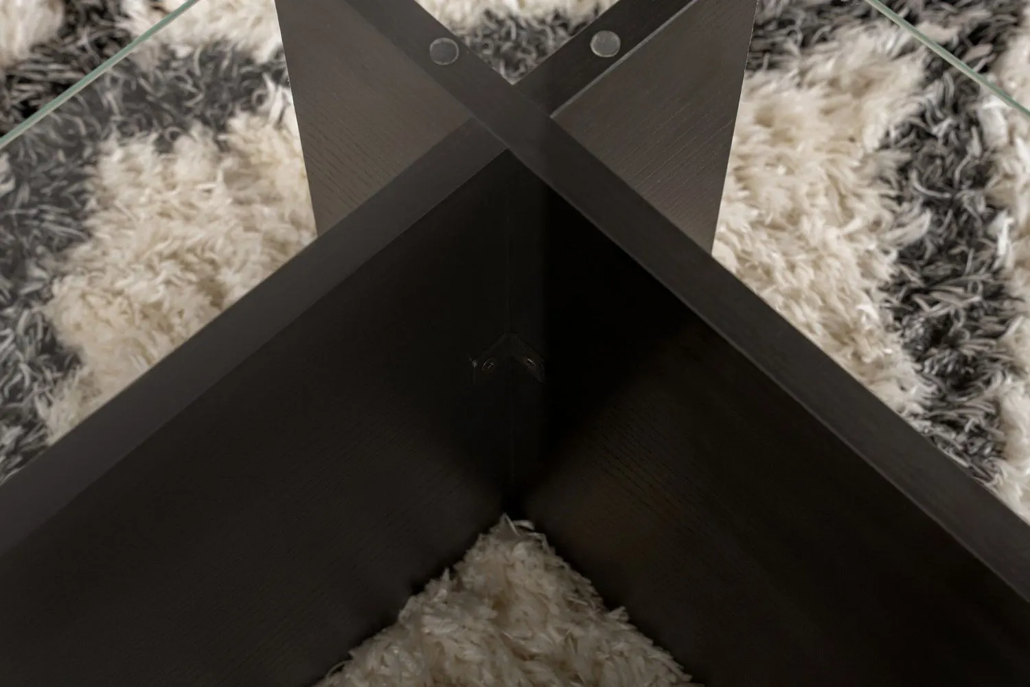 Stolik kawowy FLAVIO 65x105 cm czarny efekt drewna transpatentny - ASI_353NRD1111