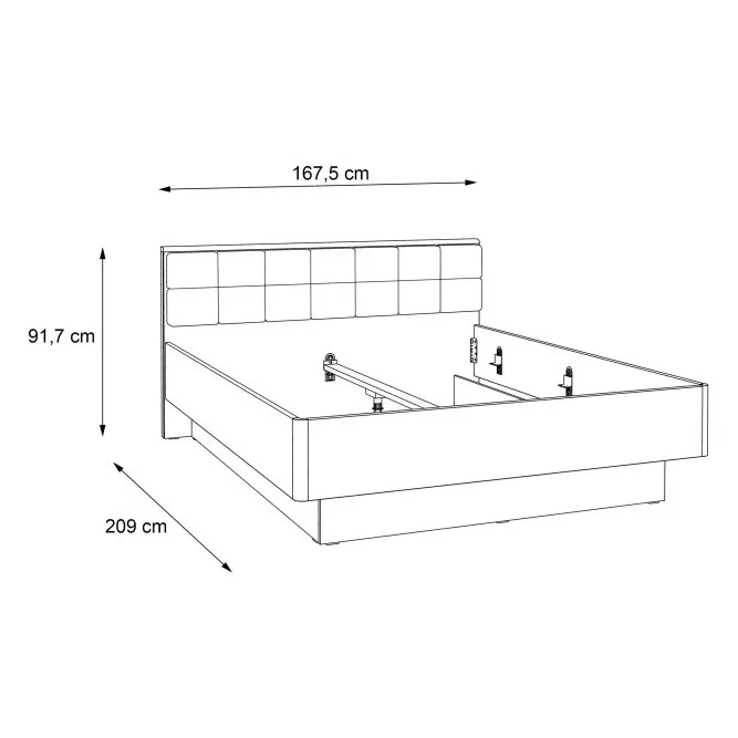Łóżko CLIF z tapcerowanym zagłówkiem 160x200 -old wood vintage, beton, antracyt - BVNL2602-C748