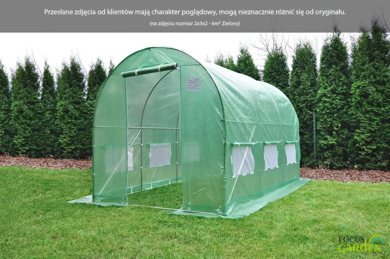 Tunel foliowy CULTIVO 2x3.5x2m (7m2) 3 sekcje zielony - FG001387