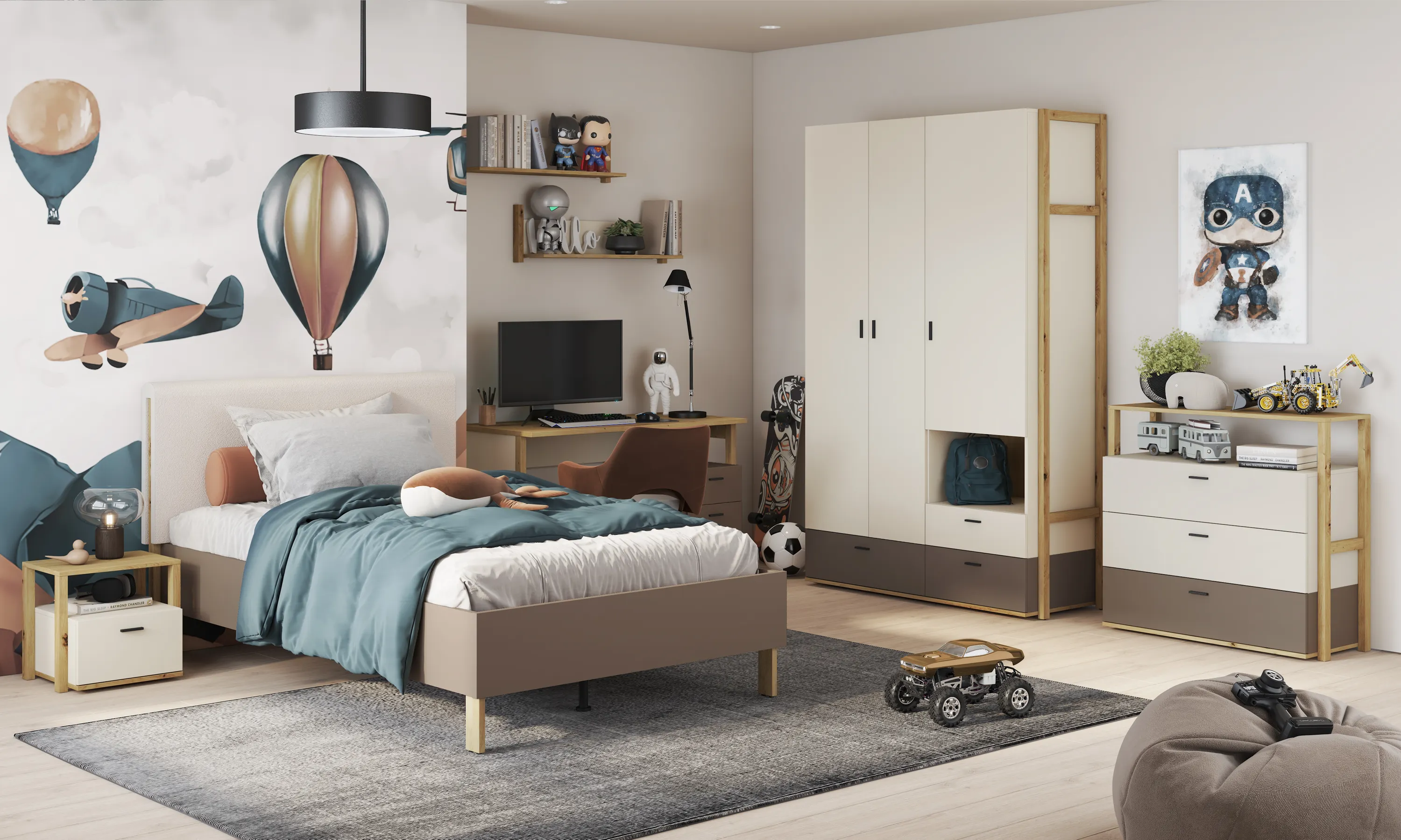 Szafa 3-drzwiowa Lenny LY-01 dąb artisan/beż/truflowy - LY1ABT