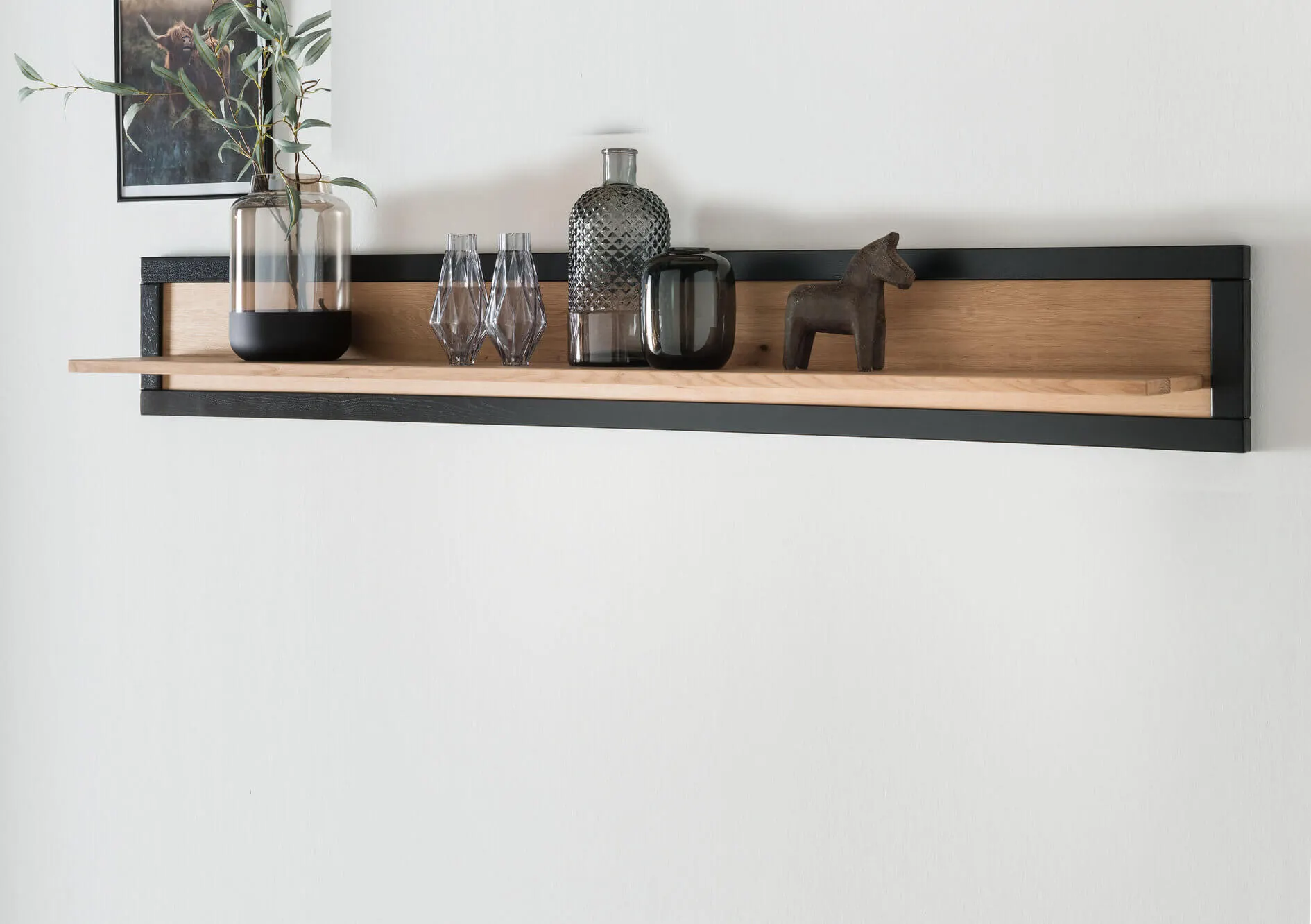 Półka wisząca dębowa HALLOW 170 dąb olejowany, czarny - GK_1031591201