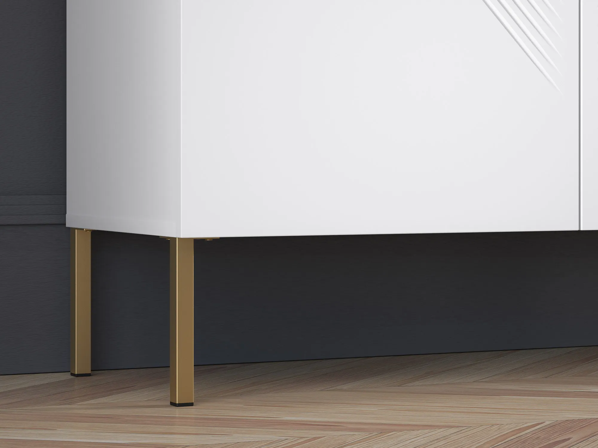 Komoda wysoka 2-drzwiowa CLEARING 01 biały alpejski, noga-złoty - 1CLEA01-001-04