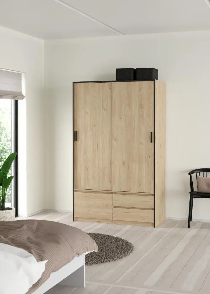 Szafa przesuwna 2-drzwiowa z 2 szufladami LINE 120 cm Jackson Hickory - TV_74334HLHL