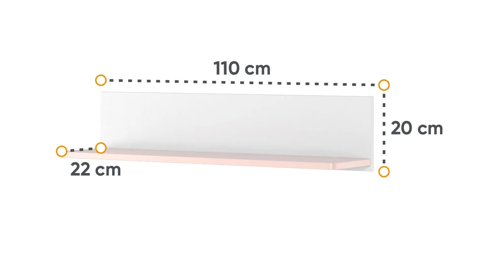 Półka wisząca LUNA LN-14 biało-różowa - LN14BR