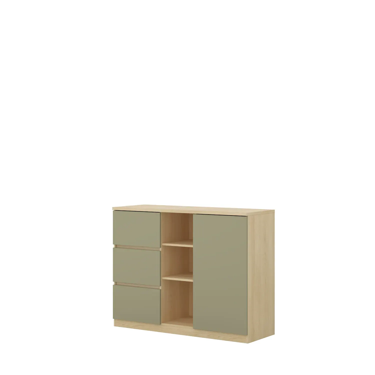 Komoda 1-drzwiowa z 3 szufladami 120 cm TERRA 27 dąb Lindberg eukaliptus
