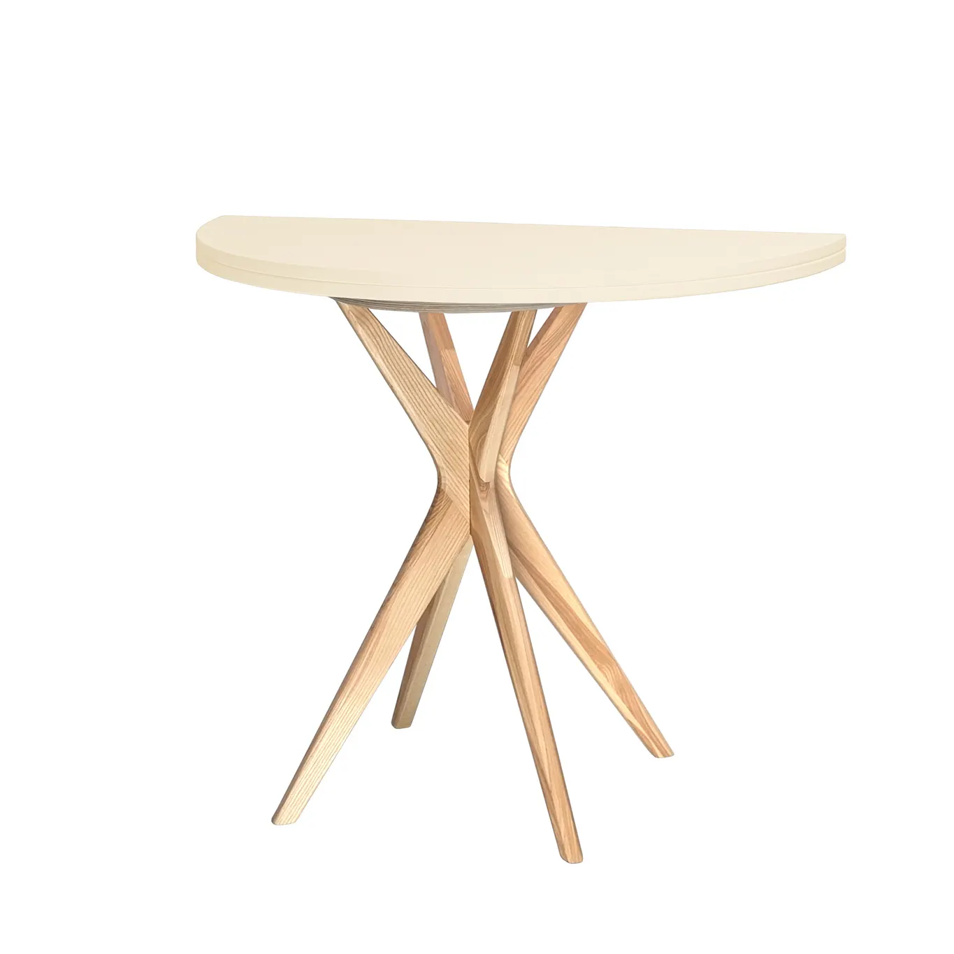 Półokrągły stół rozkładany JUBI śr. 100cm kremowy