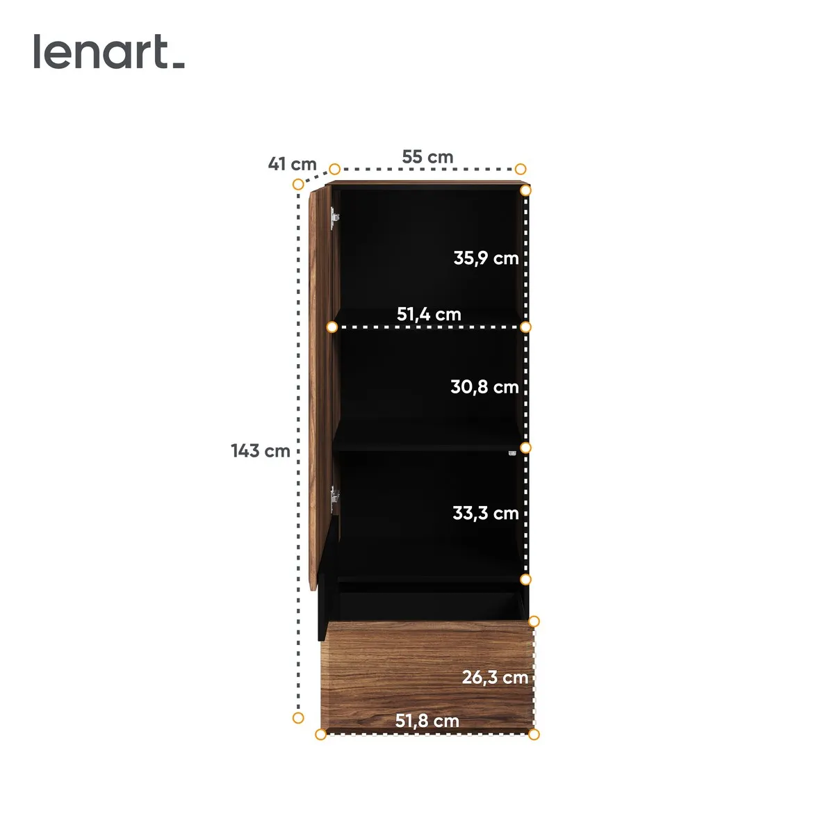 Szafka Borga 06 dąb catania, czarna 55x143x41__05 Szafka Borga 06 dąb catania, czarna 55x143x41 - BG6DCC