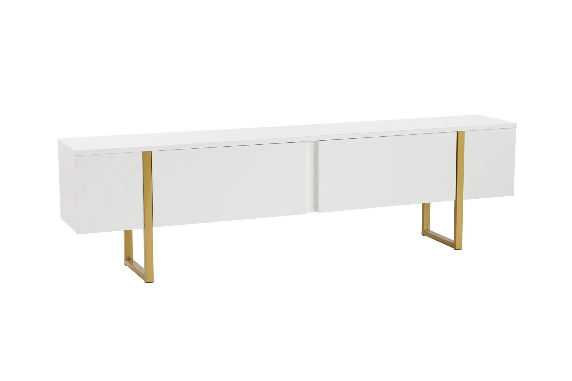 Szafka RTV 2-drzwiowa SERENITY 180 cm biała złoty stelaż