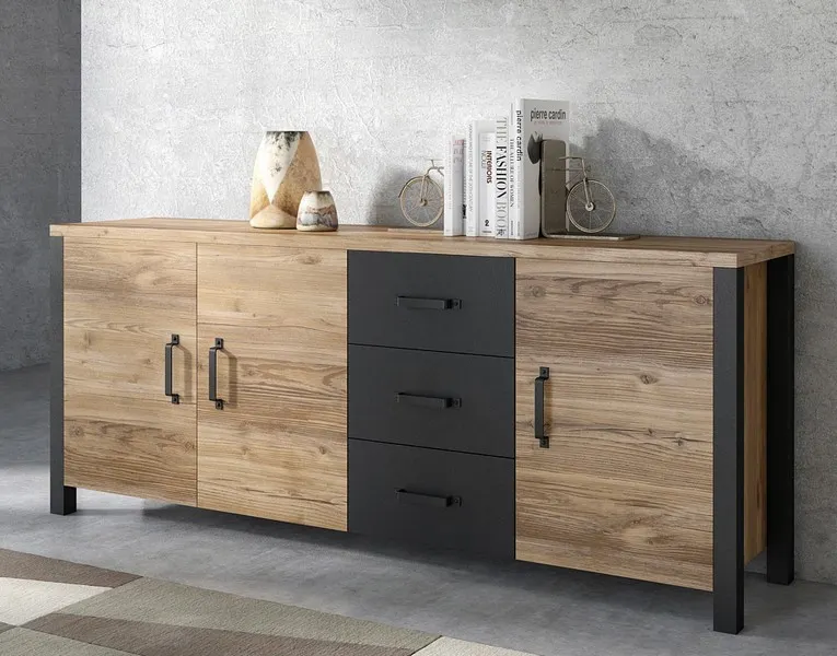 Komoda 3-drzwiowa OLIN 192 cm czarna appenzeller
