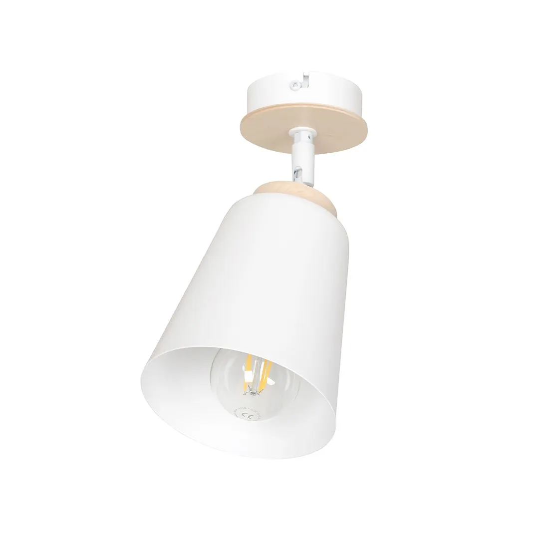 image lampa sufitowa, biała lampa, oprawa sufitowa, żarówka LED, minimalistyczny design
