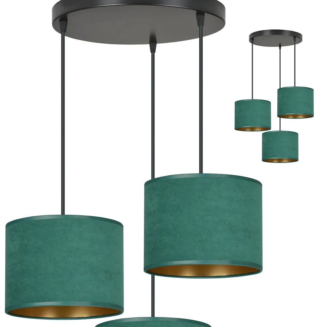 Lampa wisząca HILDE 3 PREM czarny zielony — zdjęcie 2
