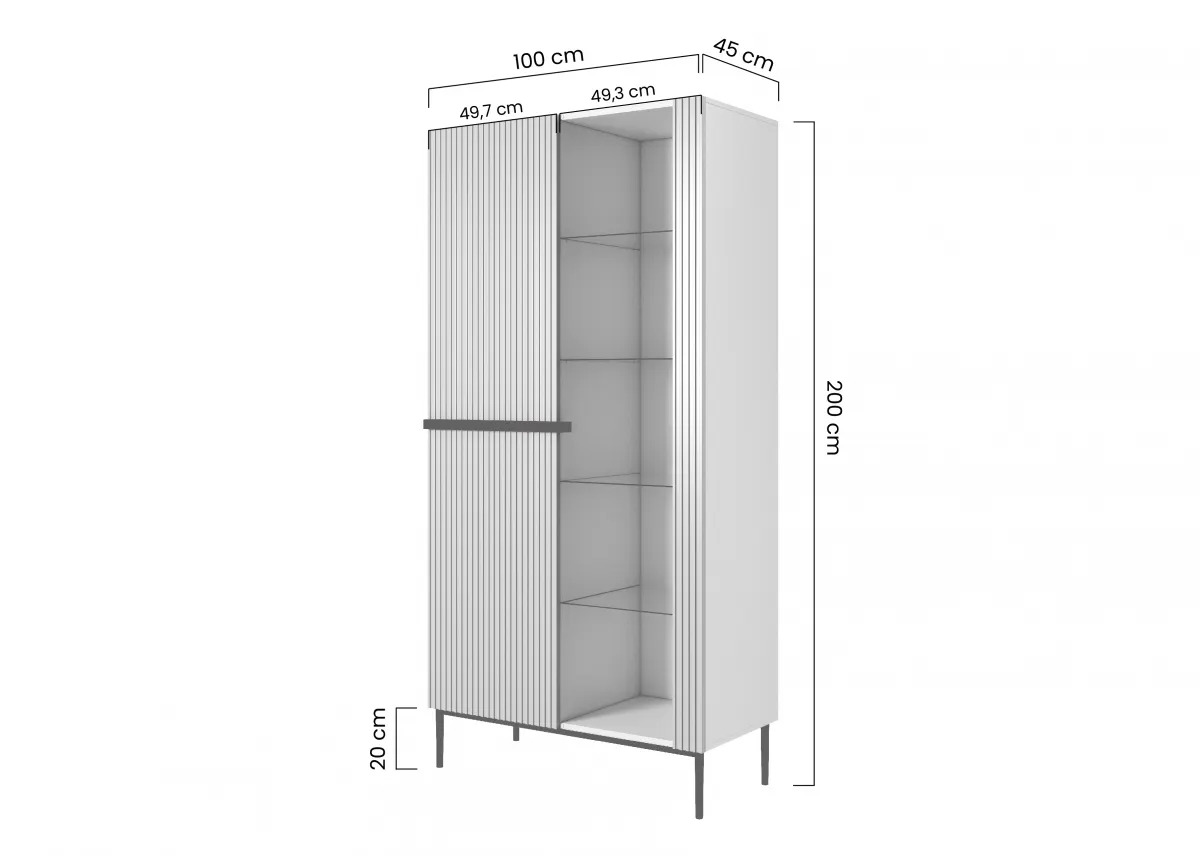 Witryna 2-drzwiowa NICOLE 100 - kremowa - złoty stelaż - B_148110