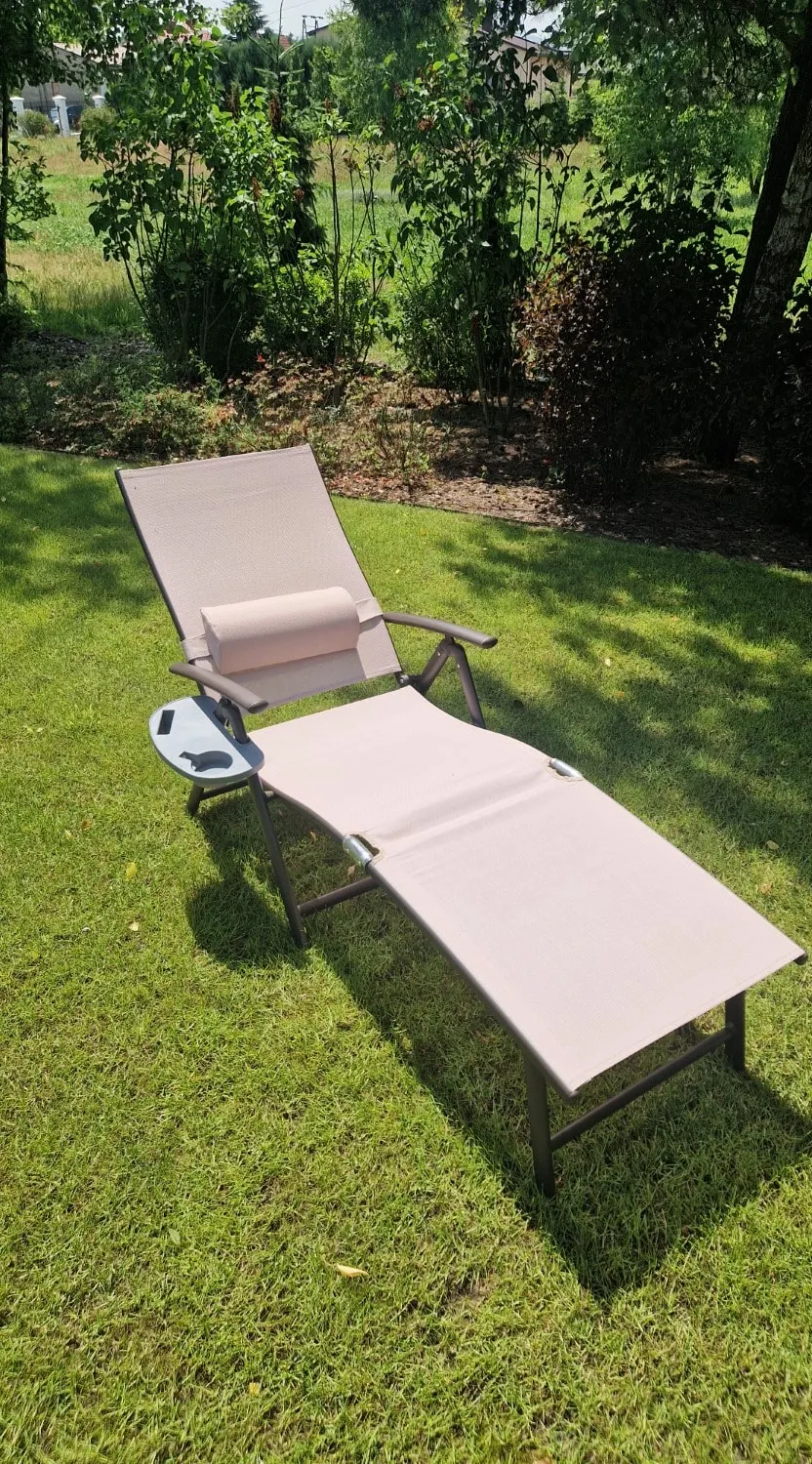 Leżak ogrodowy składany TARDY 182 cm aluminiowy beżowy Zenjoy - TARDY_BEZOWY