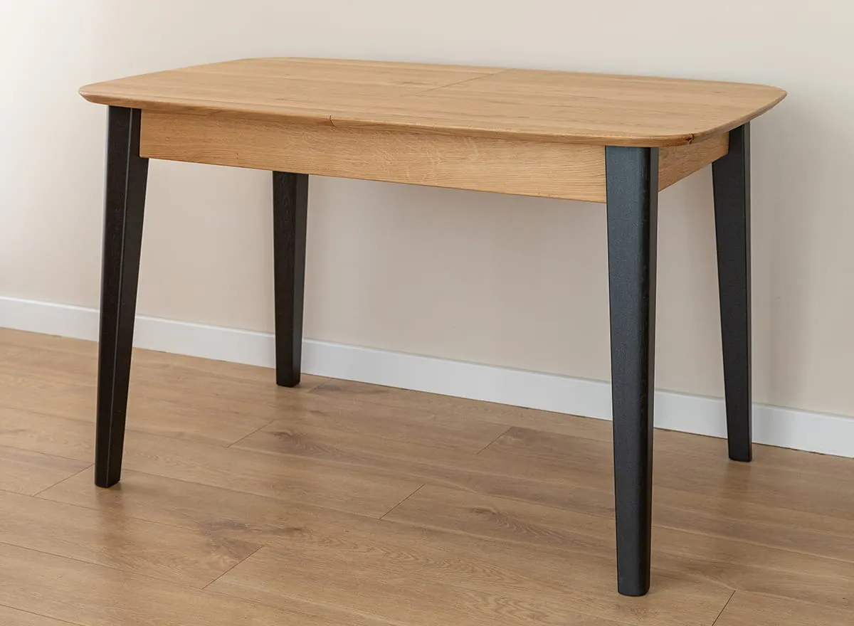 Stół dębowy ORBETELLO rozkładany 80x120(165) cm - dąb olejowany, czarny - KULSR120_45C