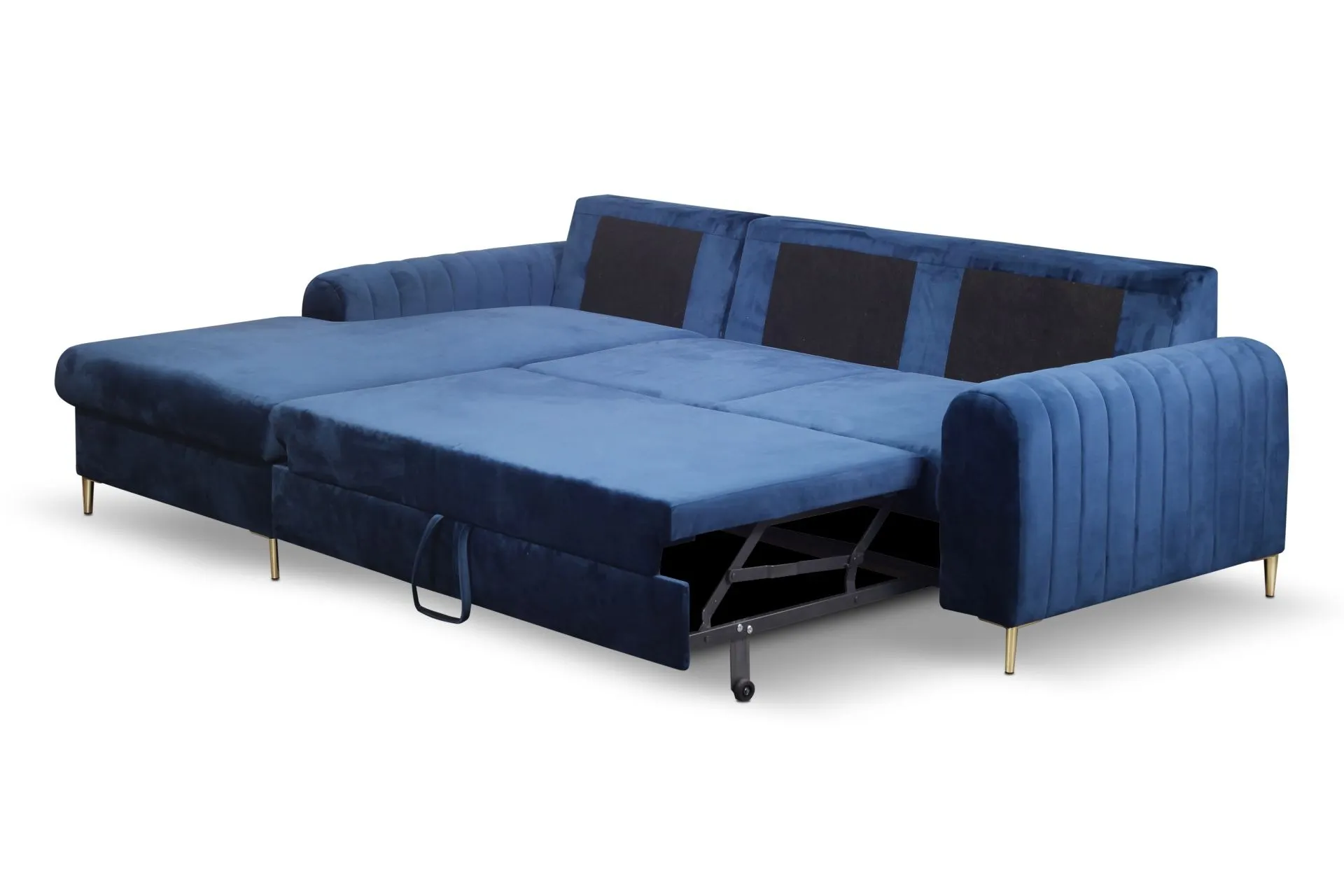 Narożnik rozkładany z pojemnikiem MONACO VELLUTO 251 cm lewy granatowy - MONACO_NAR_VELLUTO25_L