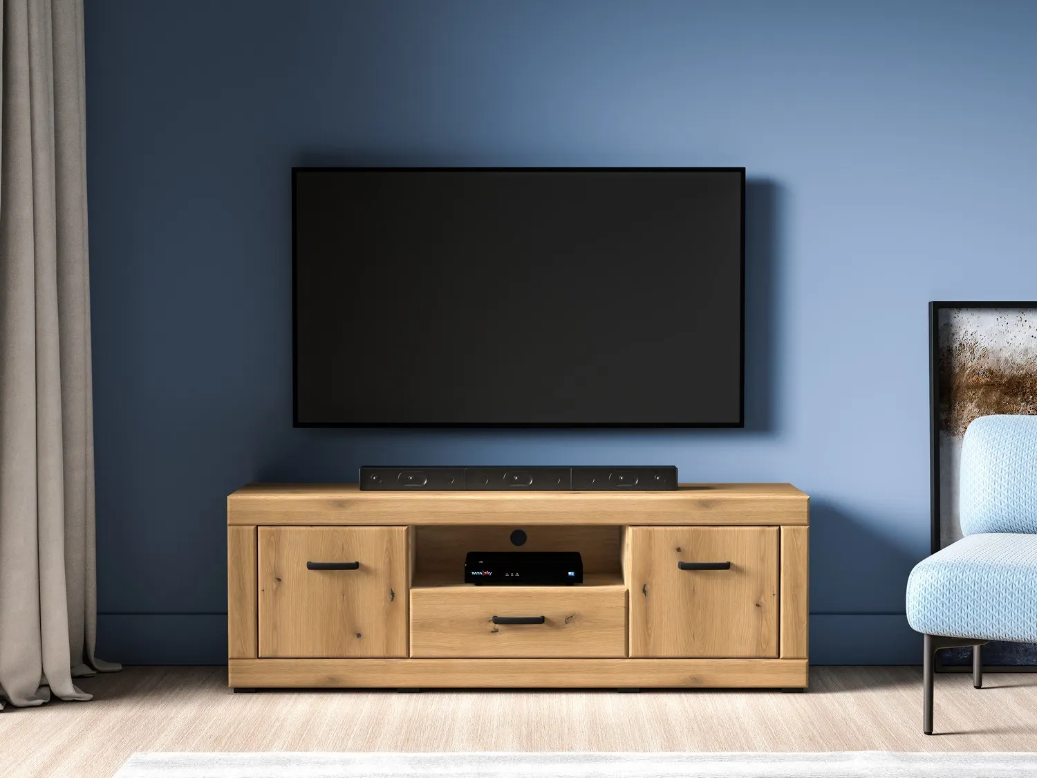 Szafka RTV 2-dzrzwiowa z szufladą DORA 160 cm dąb evoke - 1DORA06-001