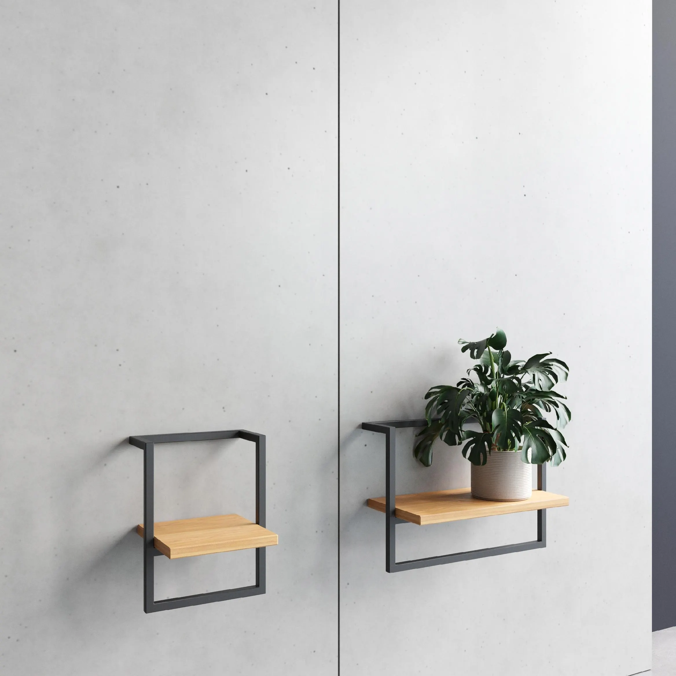 Kwietnik wiszący mwtal drewno NESLE M czarny naturalny - LD_TZ000083