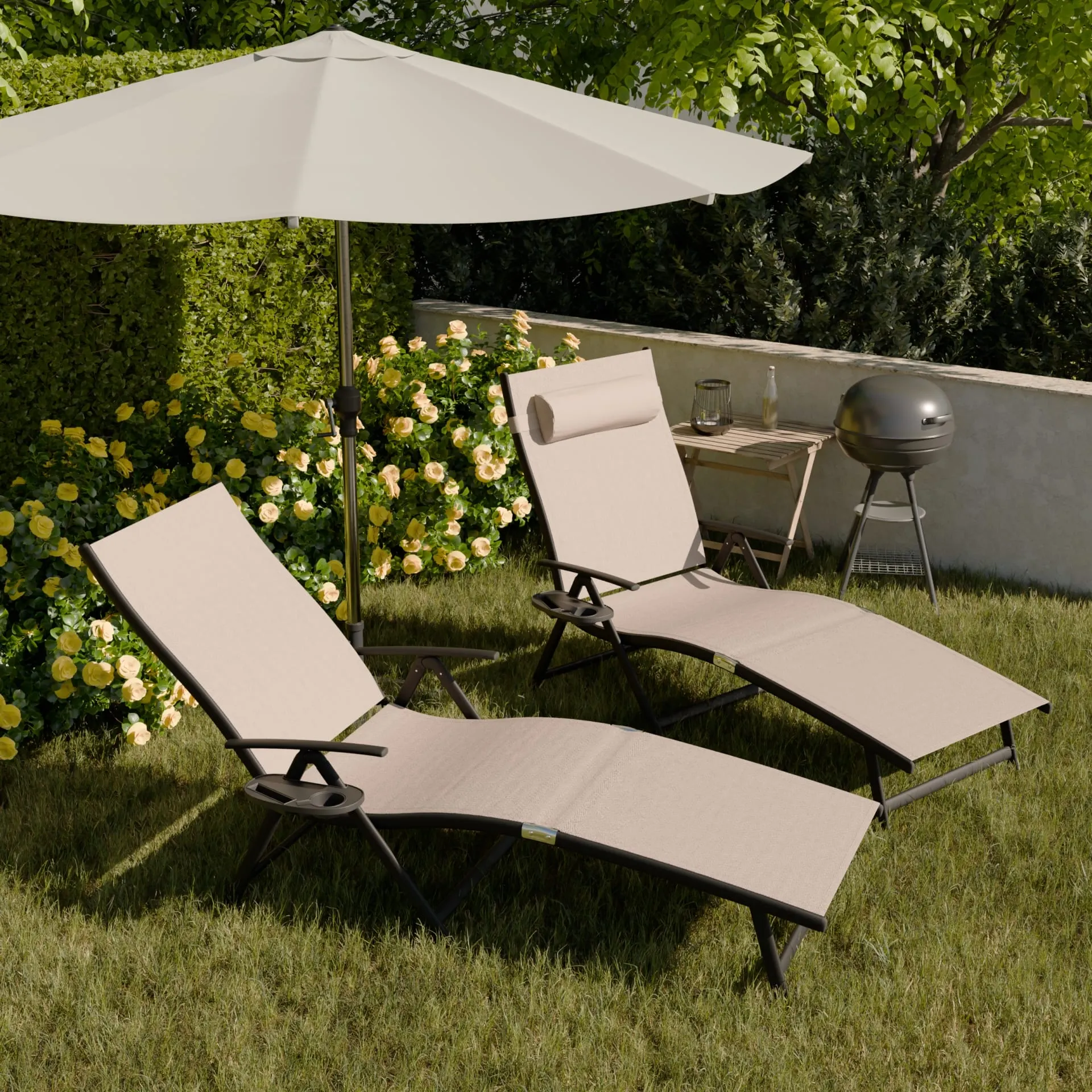 Leżak ogrodowy składany TARDY 182 cm aluminiowy beżowy Zenjoy - TARDY_BEZOWY