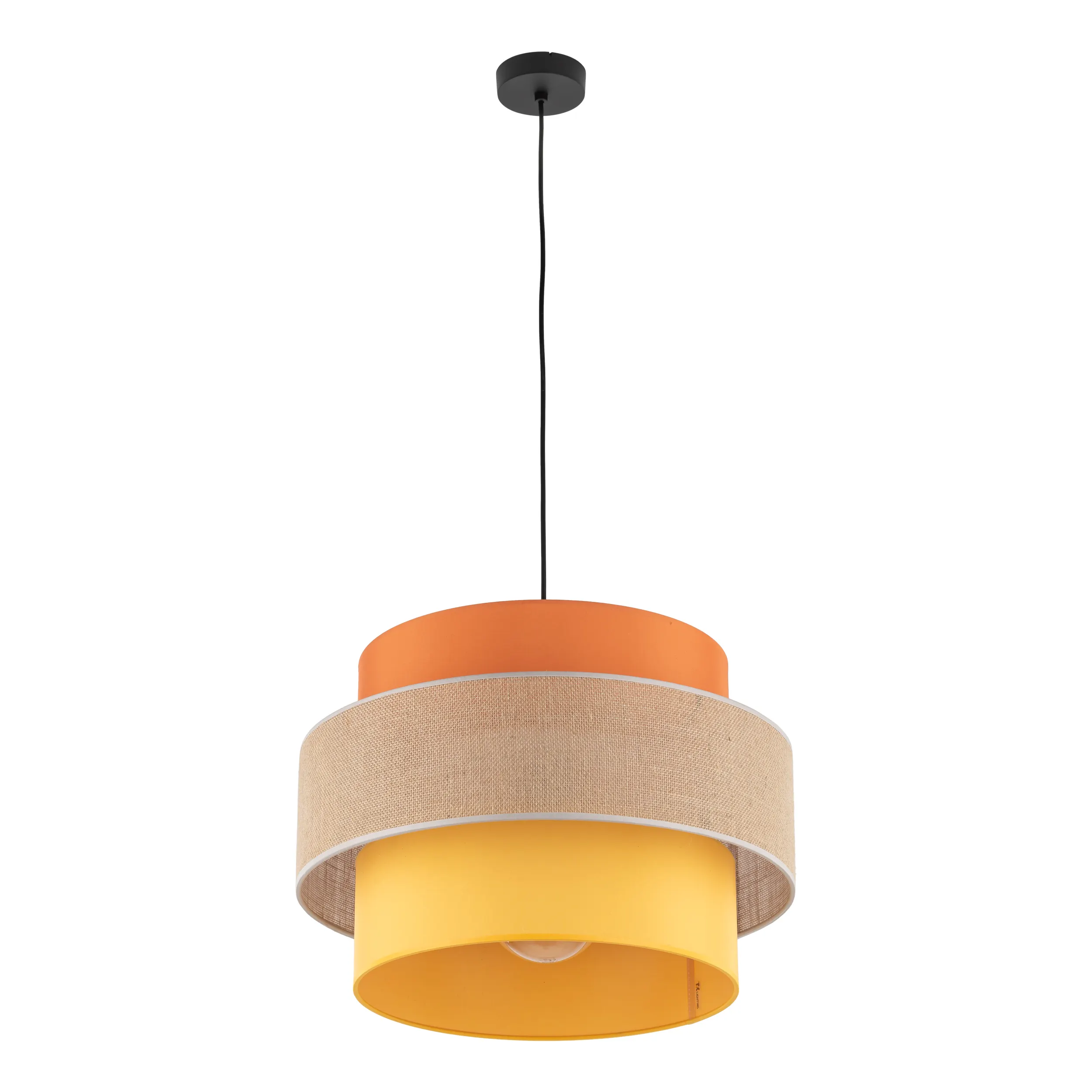 Lampa wisząca TRIO JUTA MIX wielokolorowa brązowa pomarańczowa żółta na czarnej podstawie i przewodzie 160x50cm - TK_2783