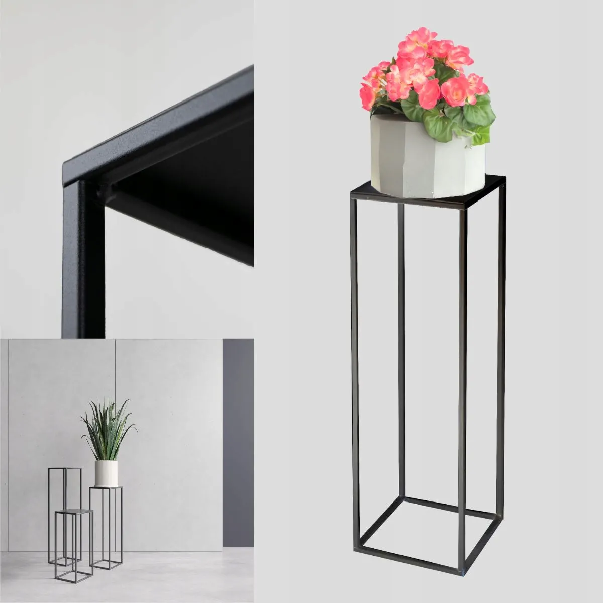 Kwietnik stojący metalowy EVRON M czarny - LD_TZ000088