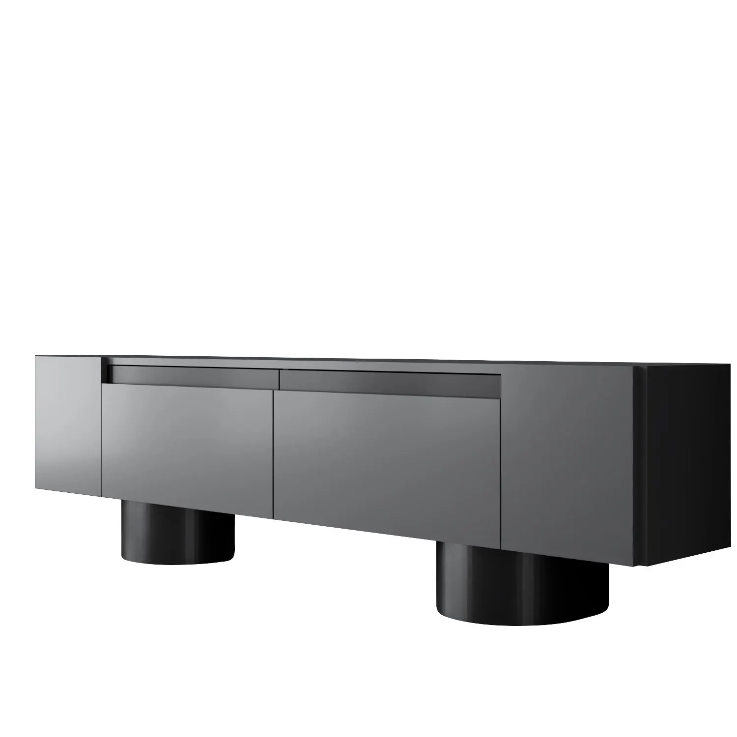 Szafka RTV z 2 klapami na blaszanych nogach BOHEM 180x50x30 cm antracyt czarny