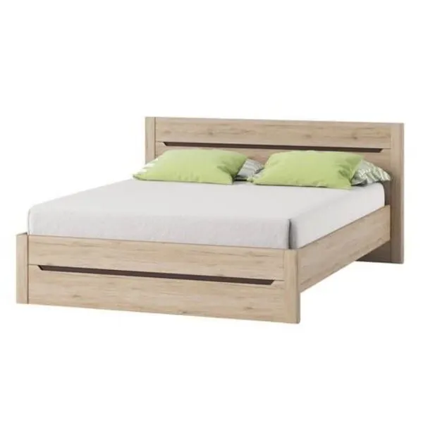 Łóżko DESJO 50 małżeńskie z zagłówkiem dąb sanremo 140x200cm - WG-100-0178