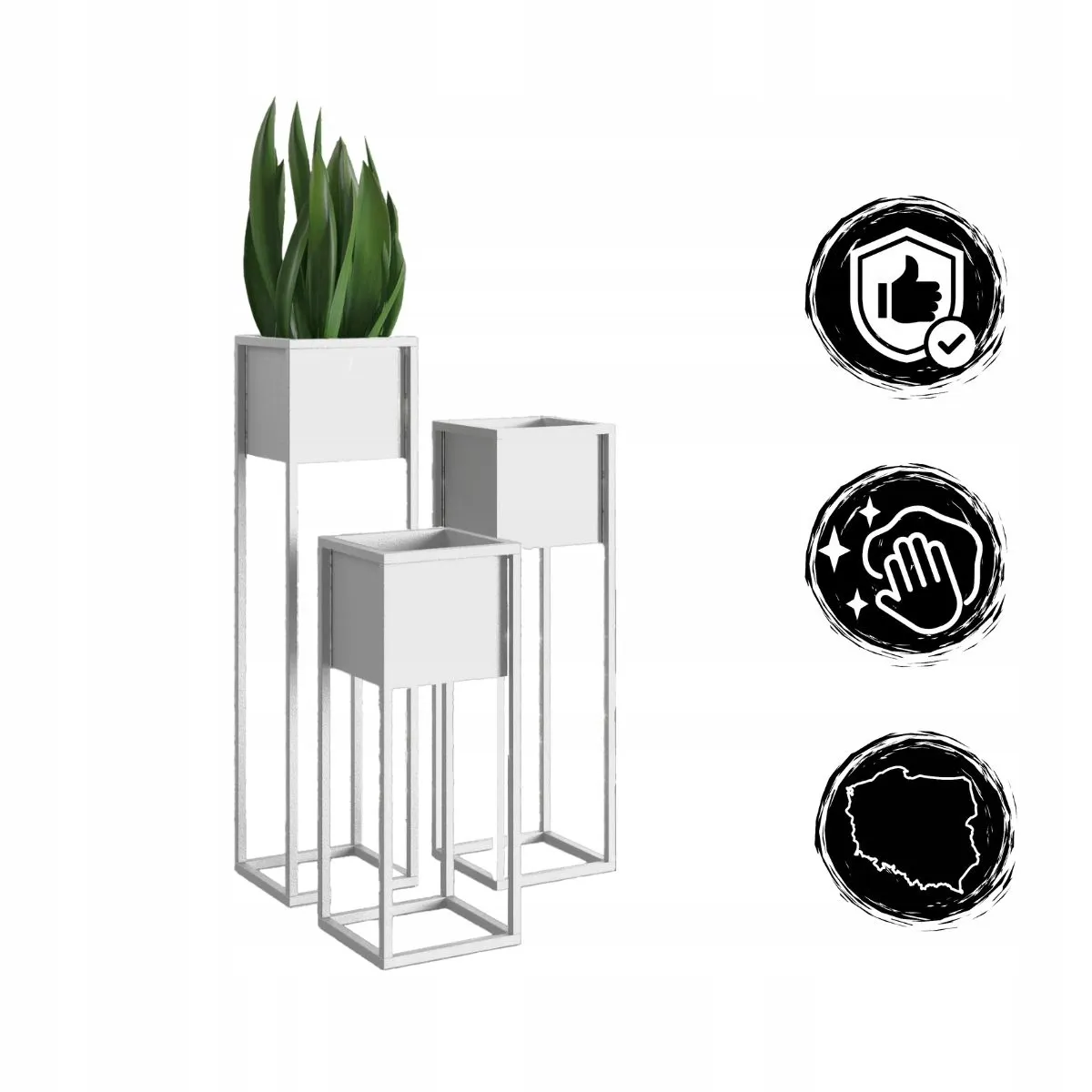 DONICZKA-osłonka na donice metalowa NANTES M biała - LD_TZ000103