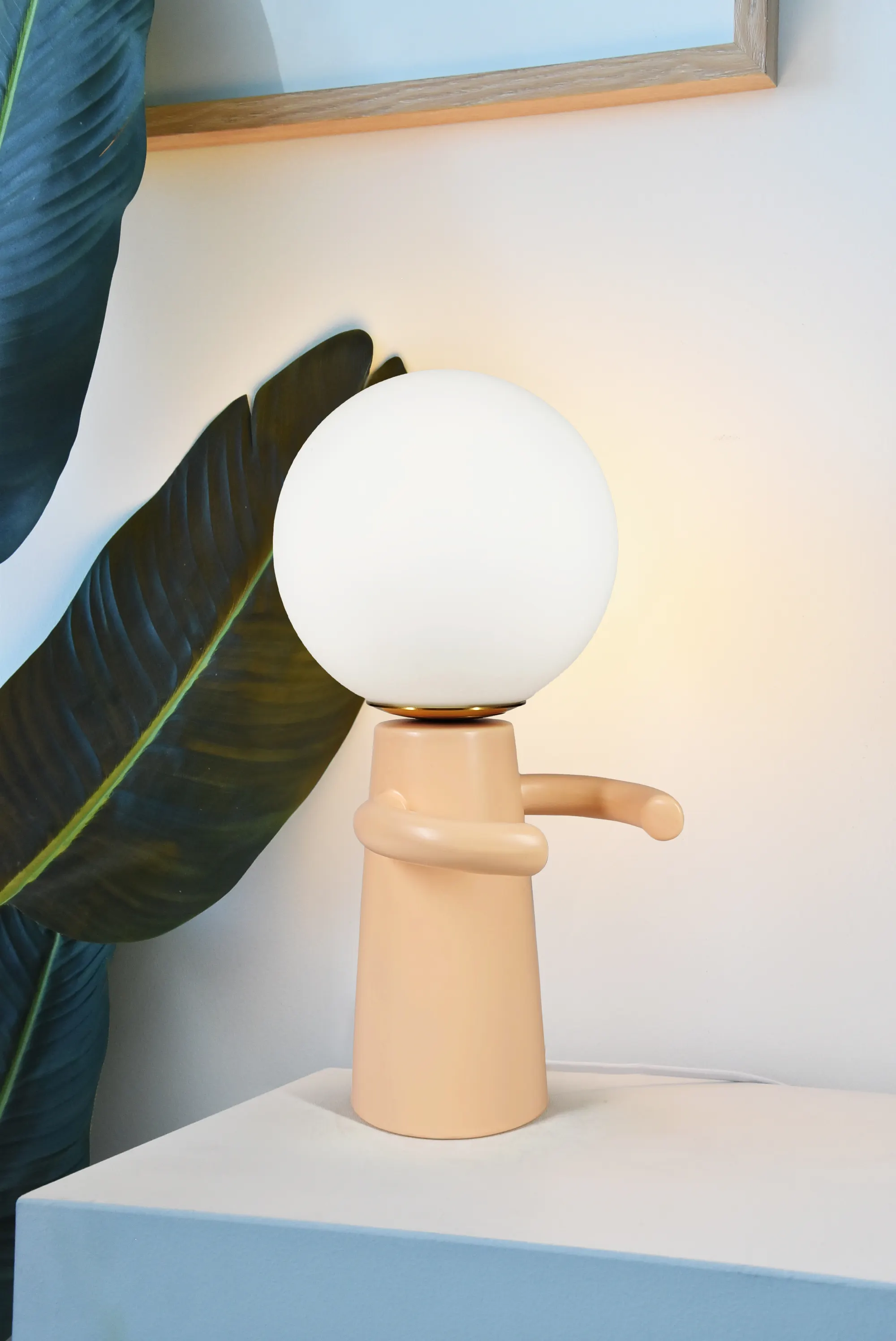 Lampa stołowa designerska PAUL ceramiczna brzoskwiniowa - LY04PAU/H40/PE