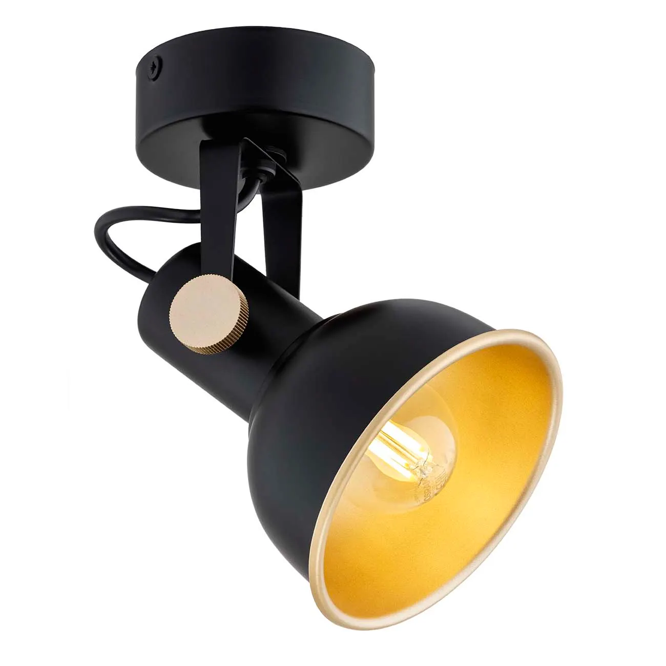 Kinkiet / Plafon LENORA czarny ze złotymi elementami regulowany - 8246