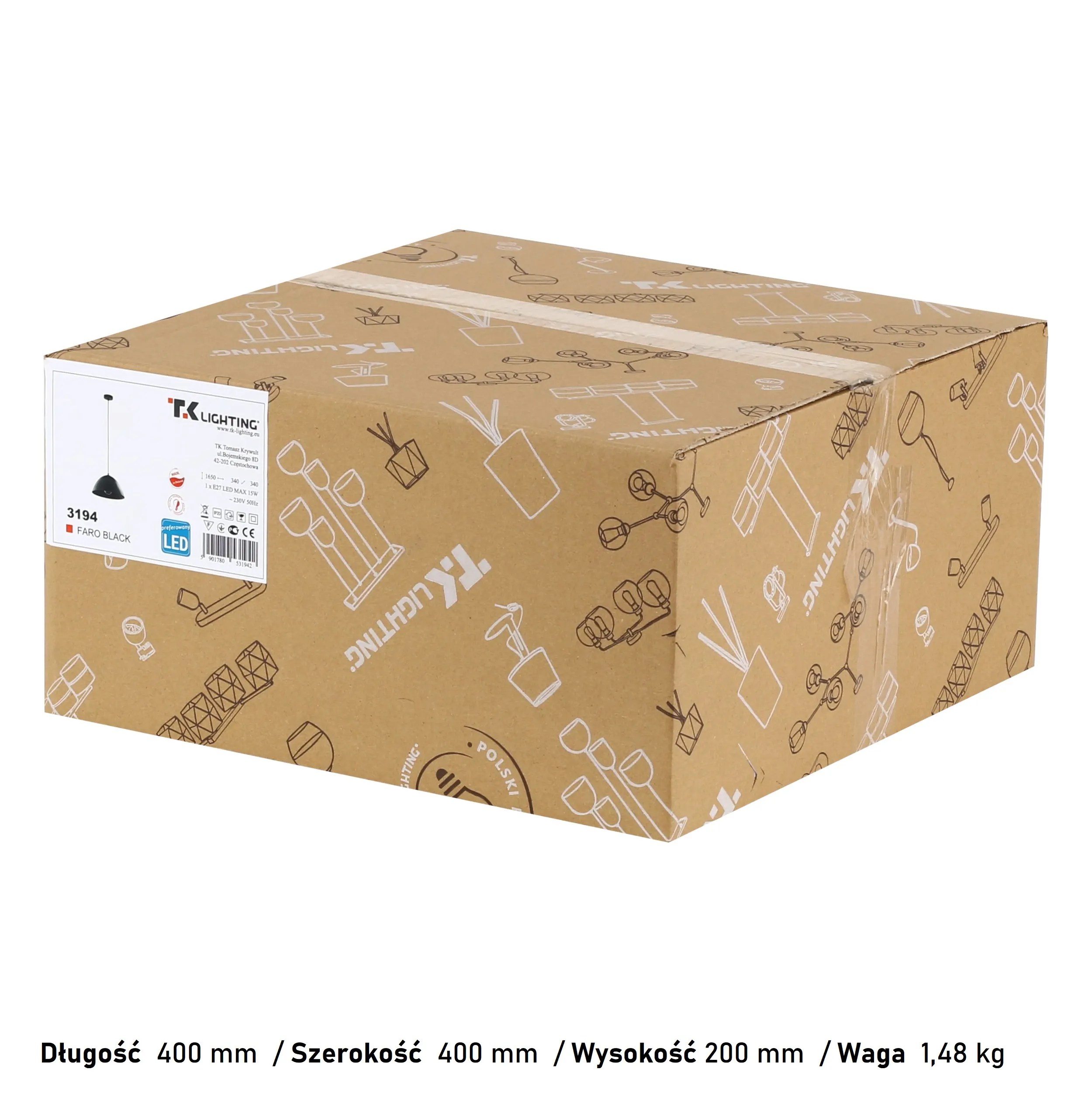 Lampa wisząca FARO czarna 166x33cm - TK_3194