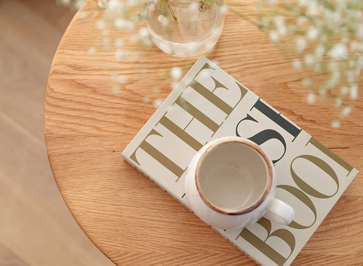 Stolik kawowy dębowy ORBETELLO okrągły 50 cm - dąb olejowany - 3SORB50