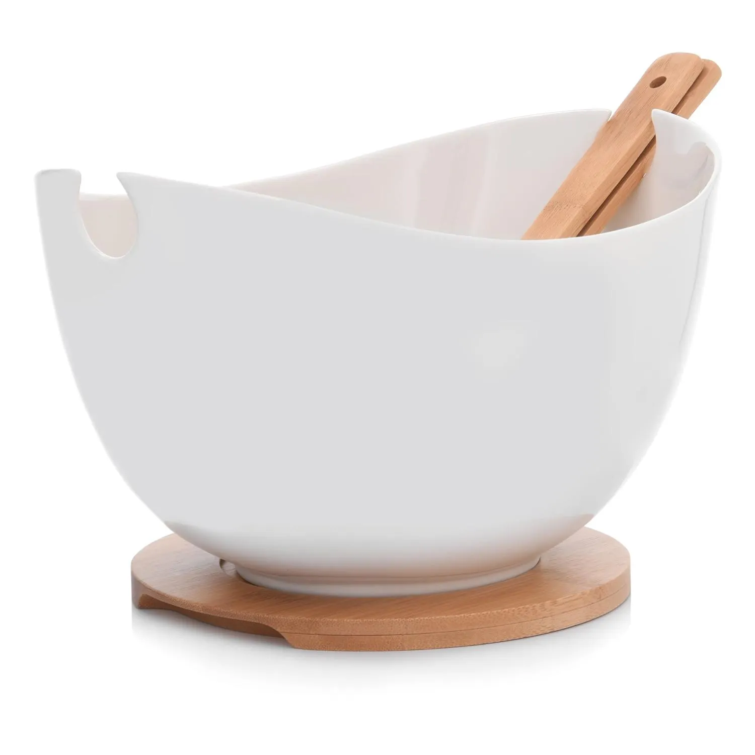 image Miseczka do serów, Miska z podstawką, Biała miska, Miska ceramiczna, Łyżeczki bambusowe