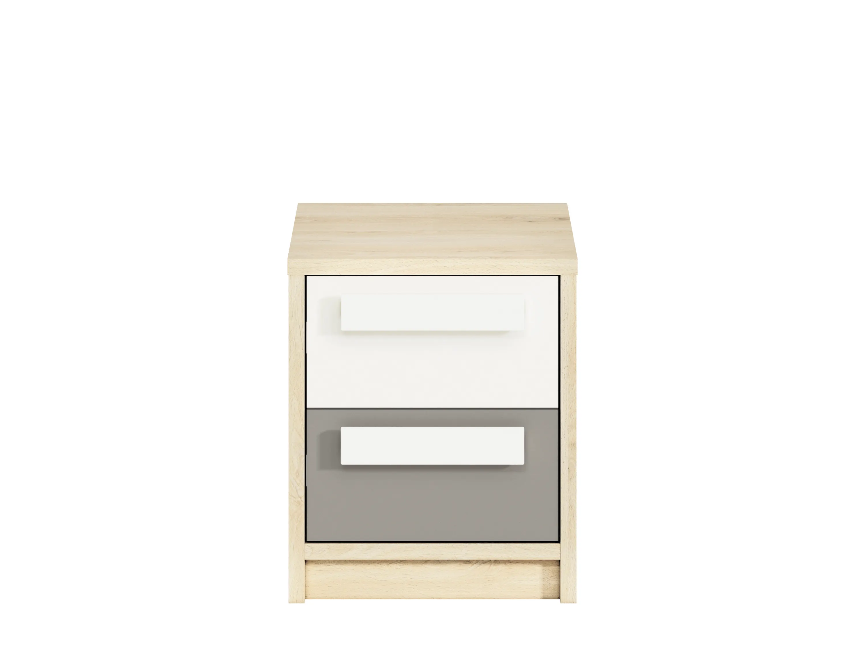 Szafka nocna z 2 szufladami DROP 13 młodzieżowa buk fjord, biały, szary - 1DROP1301-001