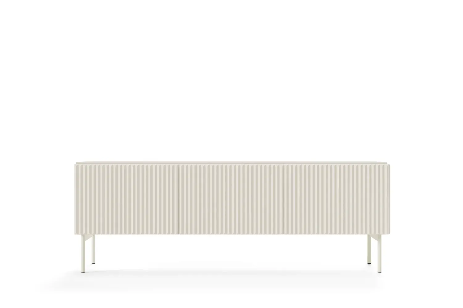 Szafka RTV 3-drzwiowa MUTI 147 cm ryflowany front kaszmir - LA_MUTI_RTV_147_3D