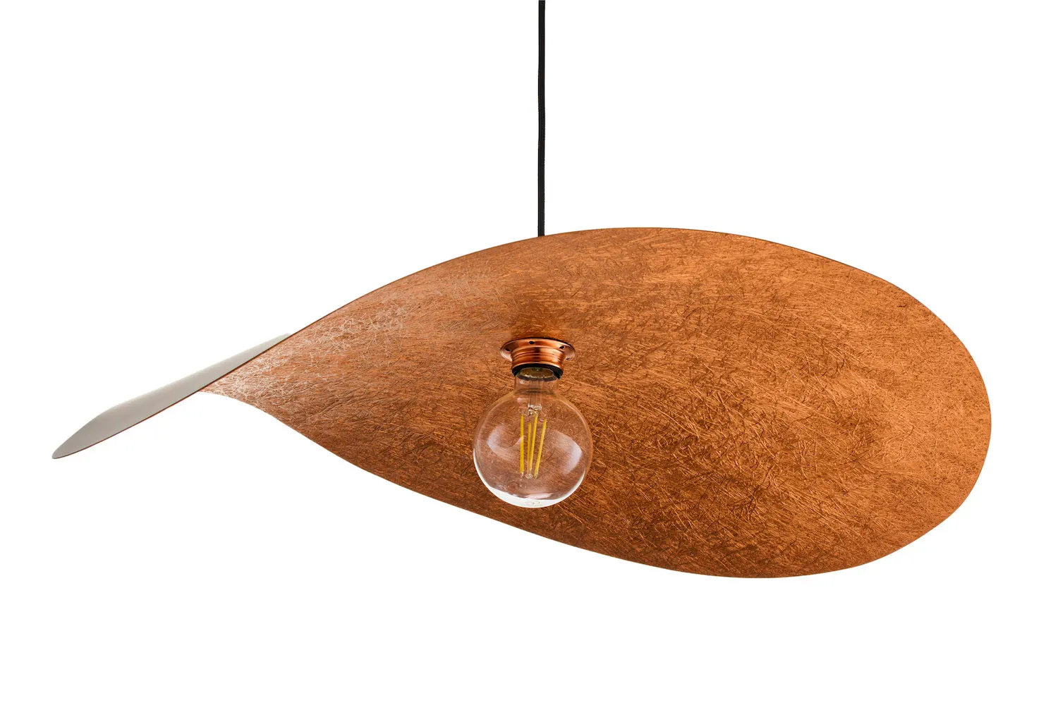 image lampa wisząca, design, metal, korkowy kolor, żarówka LED