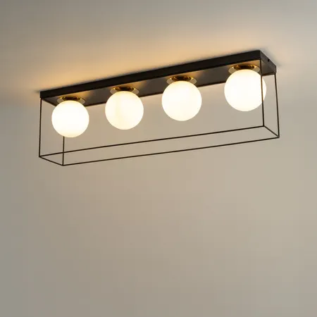Lampa sufitowa/plafon AROMA 4 prostokąt czarno-złoty - SI_40713