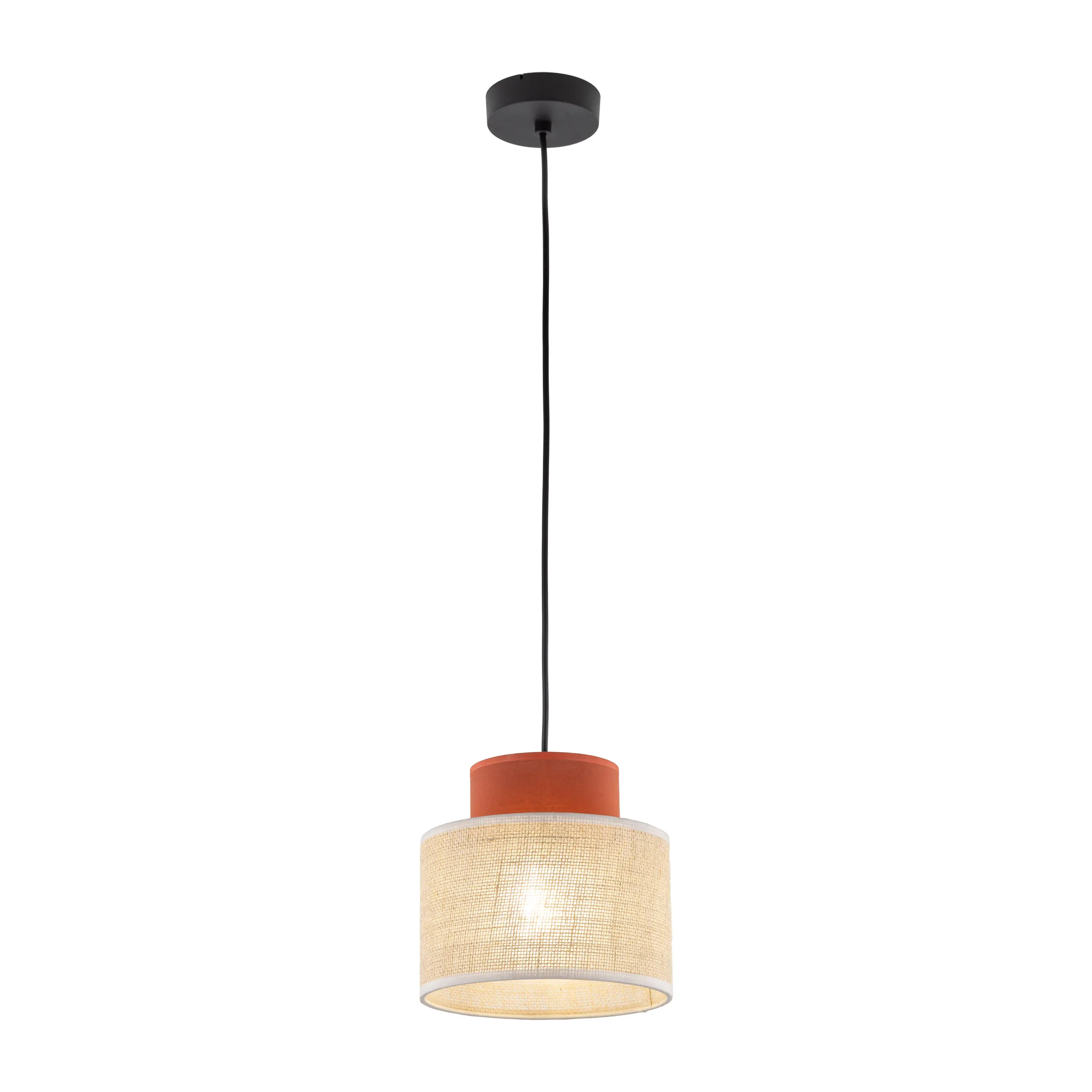 Lampa wisząca DUO JUTA brązowa ceglana na czarnym przewodzie i podstawie 165x20cm - TK_3139