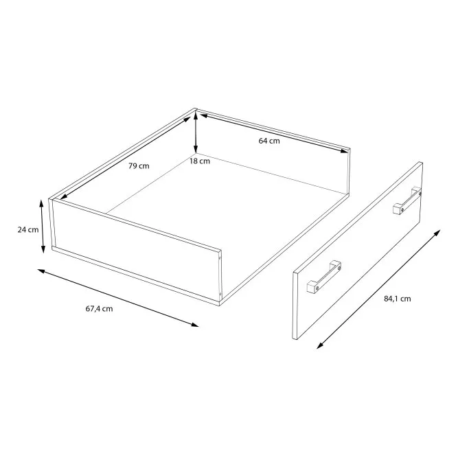 Szuflada na rolkach do łóżka CLIF 84x67 cm old wood vintage - CLFL03-H51