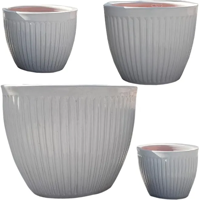 Donice ceramiczne DL01 - Zestaw 4 sztuk - biały - CI_DL01-52