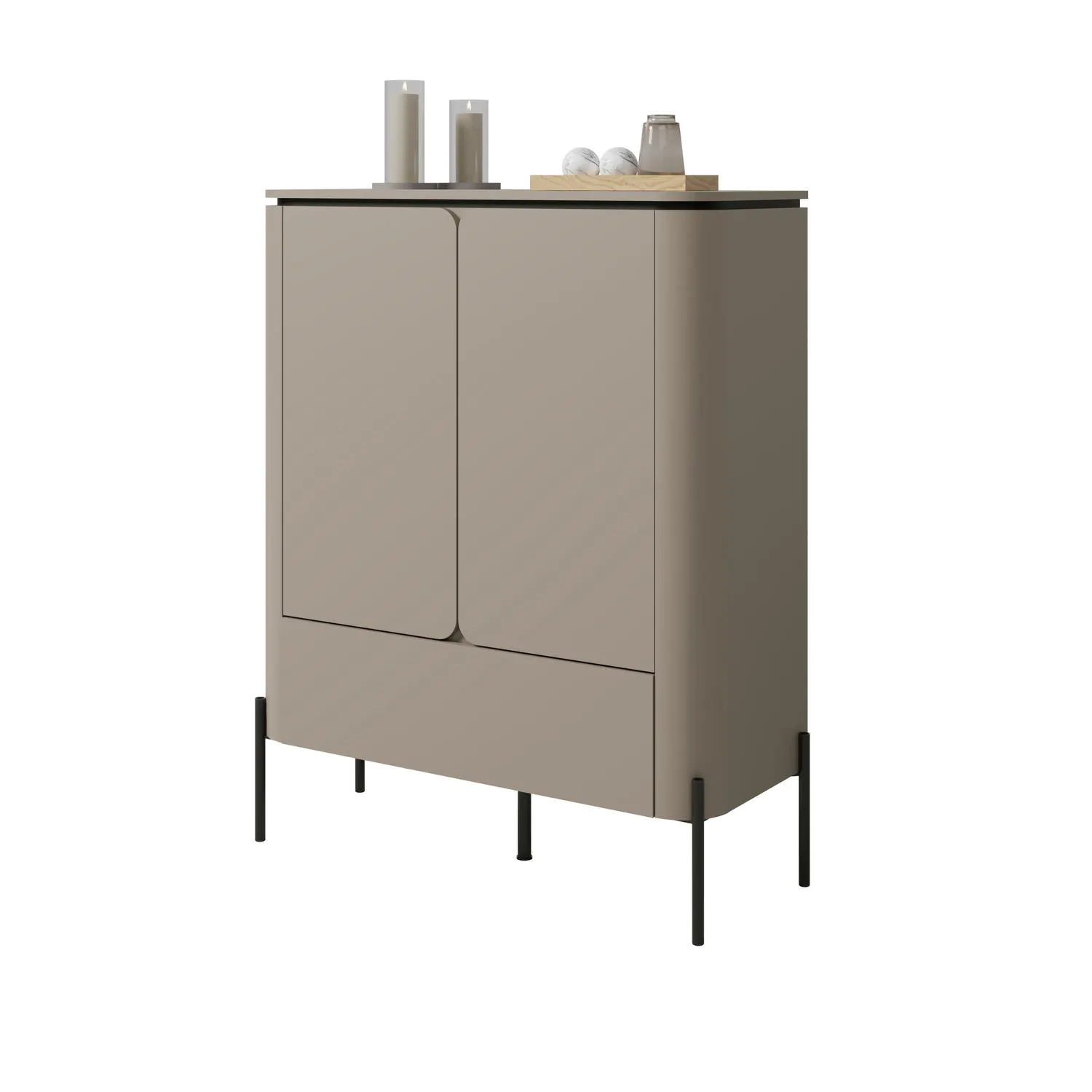 Komoda 2-dzwiowa z szufladą BELLO wysoka 98x123 congo - 24COOB42