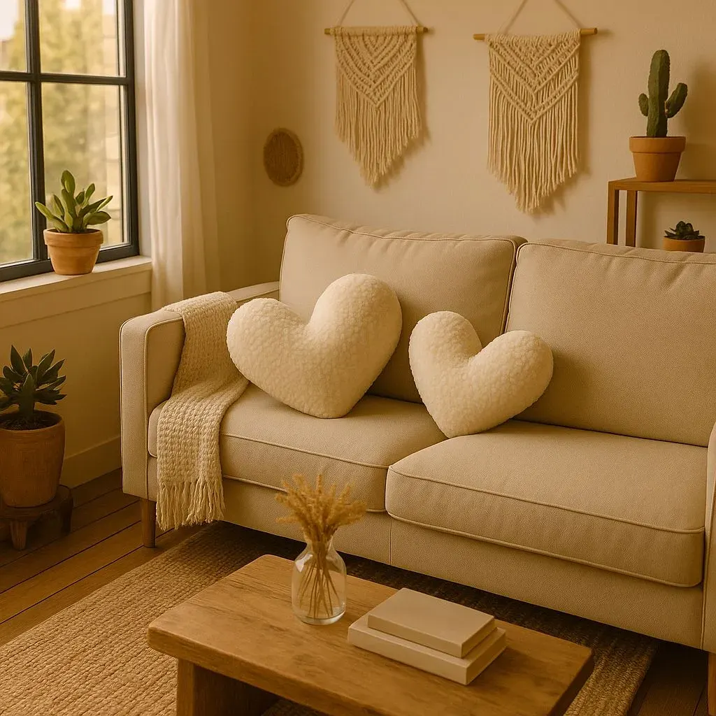 Poduszka serce TEDDY KALP BIG 42x45x12 beżowa - ASI_150CRG1159