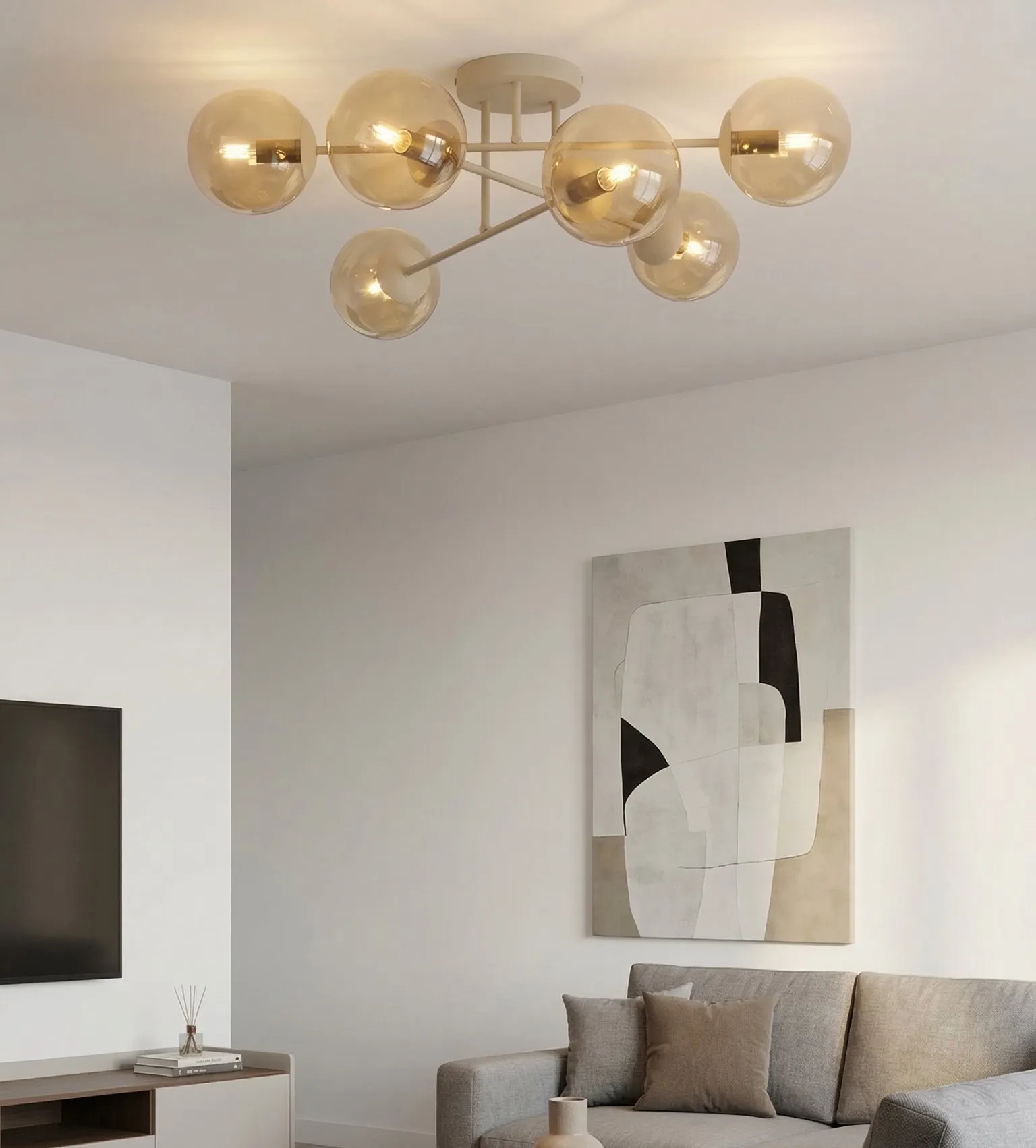 image lampa sufitowa, balloonowy żyrandol, oświetlenie LED, kinkiet sufitowy, nowoczesny salon