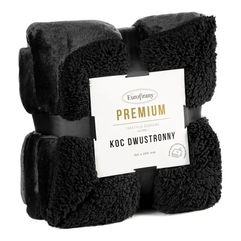 Koc 2-stronny z barankiem TEDY 150 X 200 cm Czarny - EU_436595