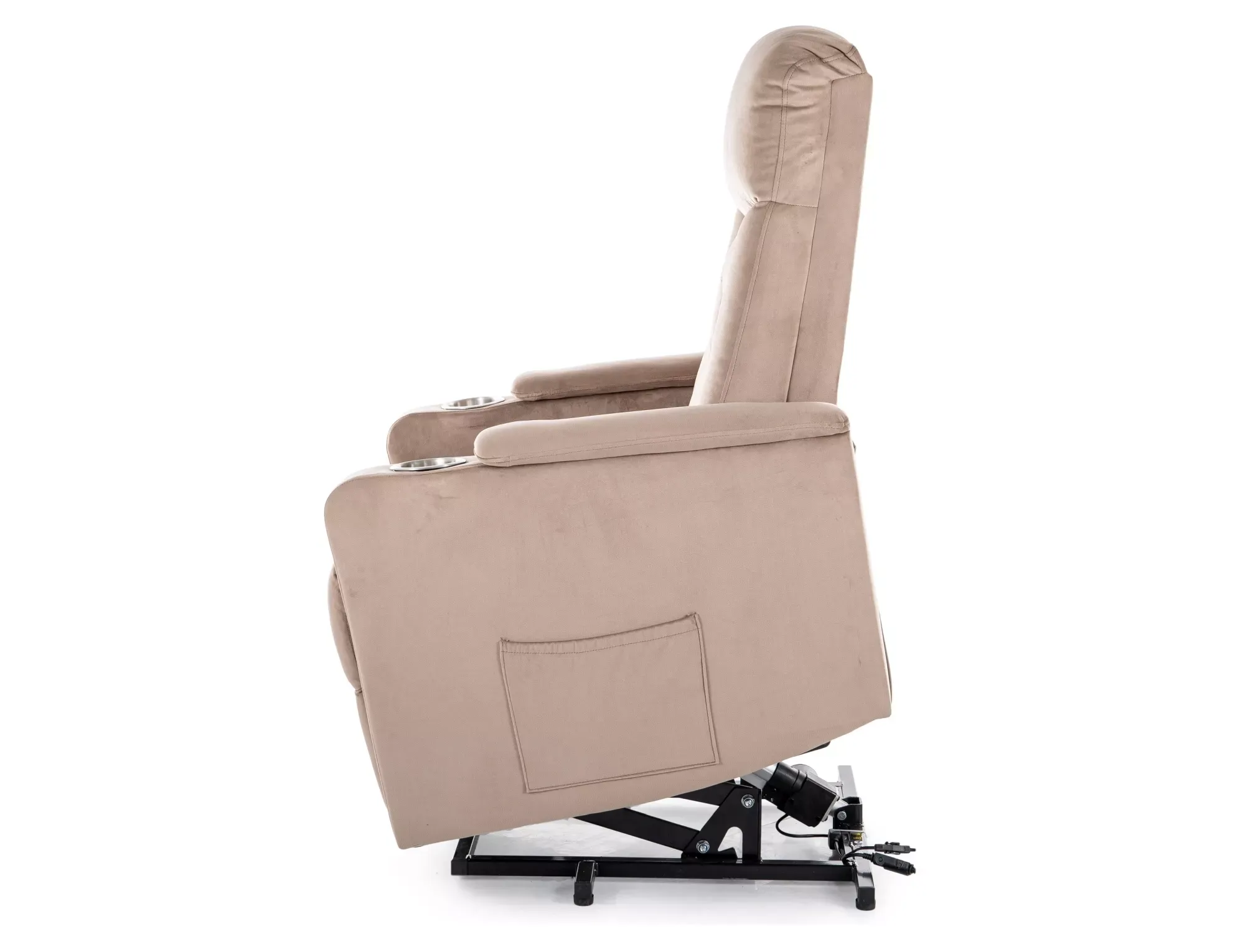 Fotel rozkładany elektryczny IKAR z funkcją pionizacji ciemnobeżowy - IKARVCB