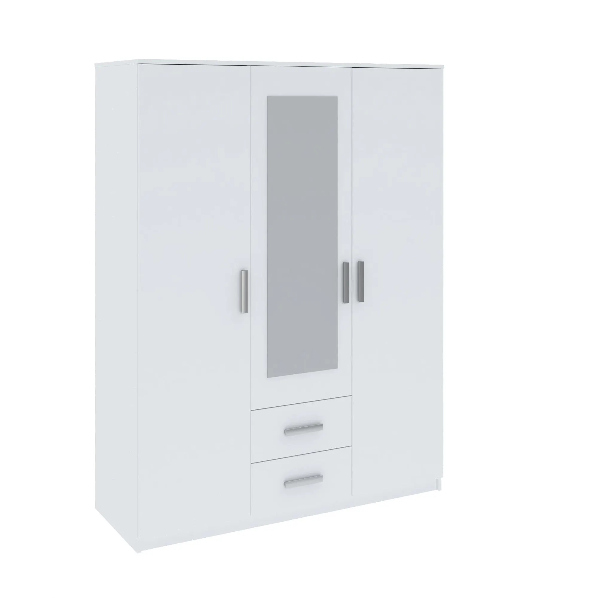 Szafa 3-drzwiowa z 2 szufladami i lustrem TAMINA biała Szafa, Meble, Szafka, Gabinet