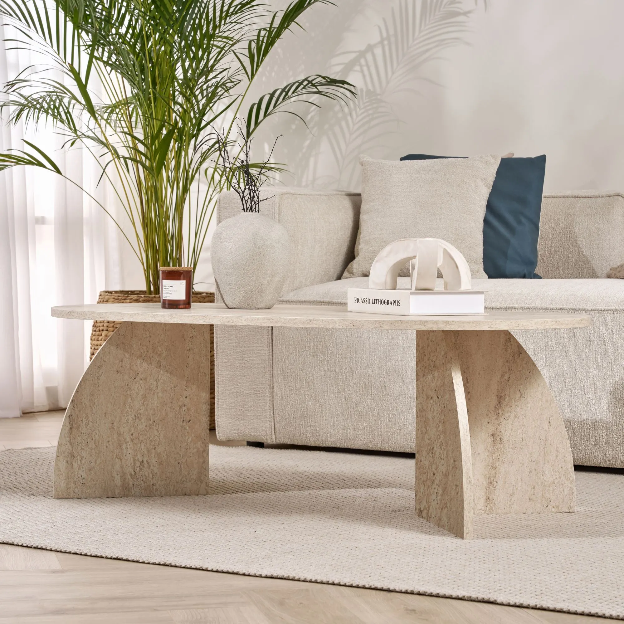 Stolik kawowy MELINA 60x120 trawertynowy - ASI_632NRD1102