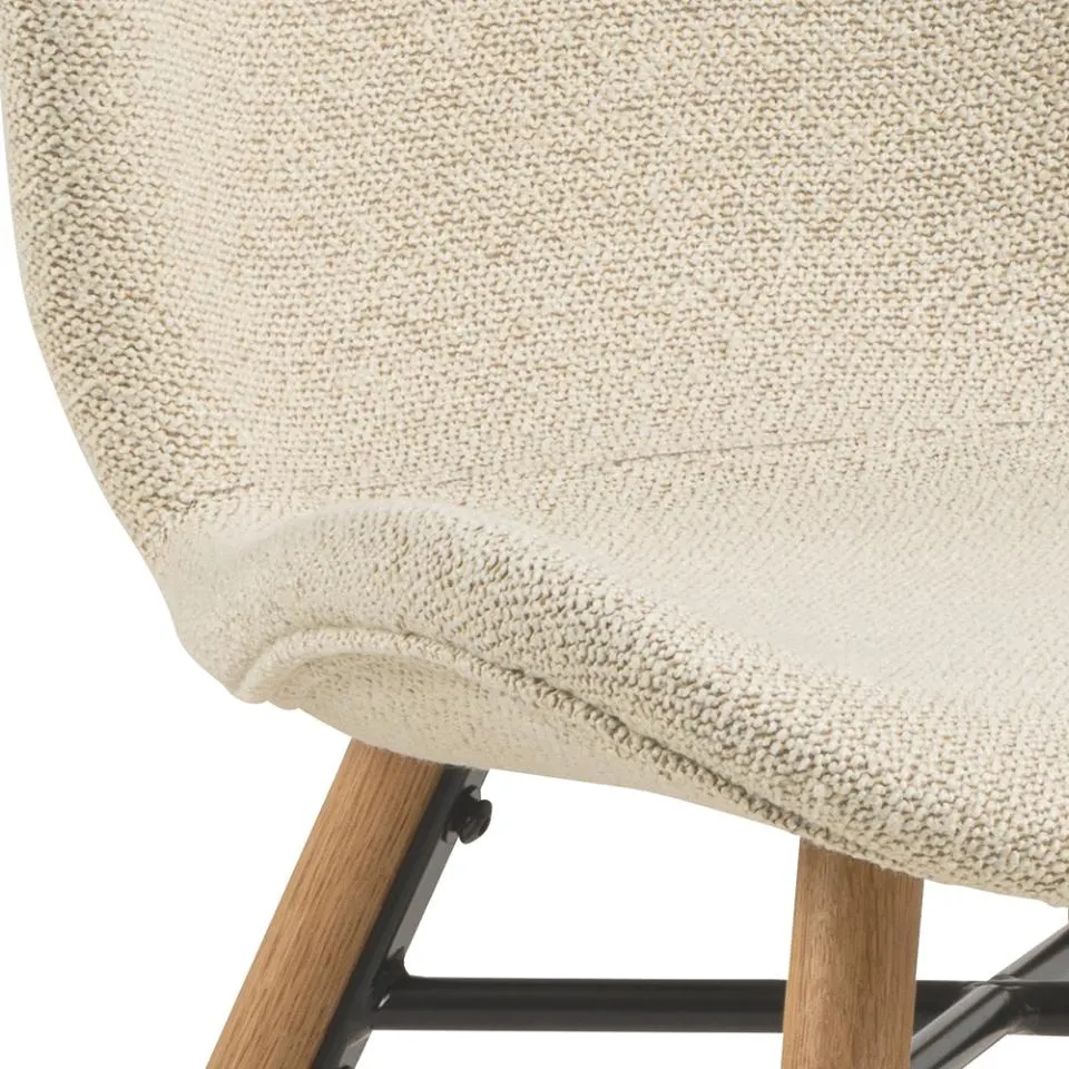 Krzesło tapicerowane DOREN Kremowy, Dab olejowany ( zestaw 2 sztuk ) - H000023358